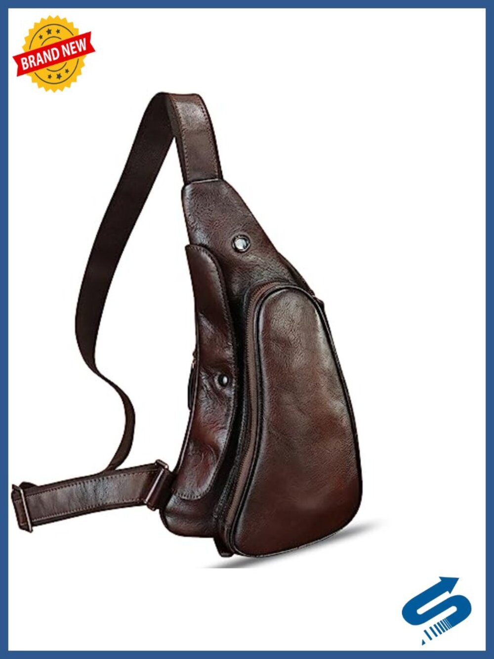 Genuine Leather Sling Bag Retro Crossbody Backpack Chest Purse Cycling Daypack